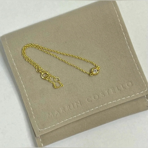 Marrin Costello Curateur Yellow Gold & White Topaz Soleil Bracelet Delicate 7" - Picture 1 of 5